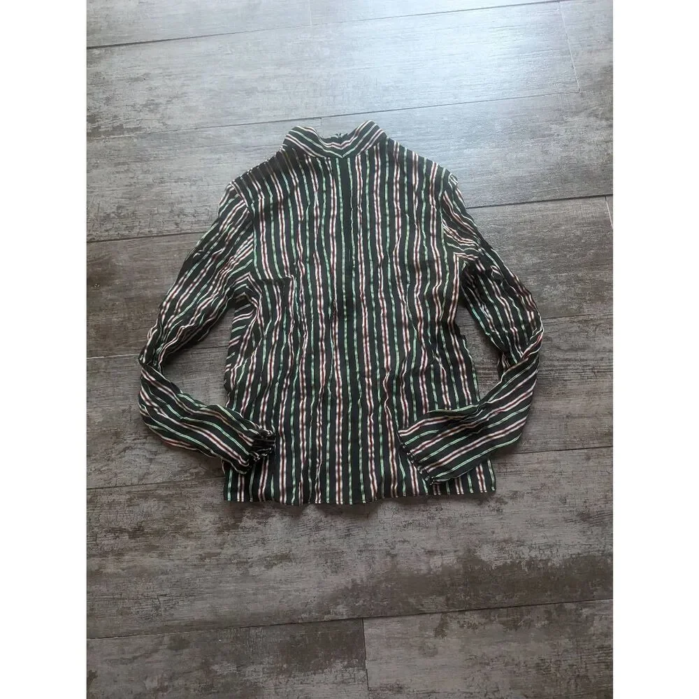 & OTHER STORIES Chevron Stripes Mock Neck Sheer Top